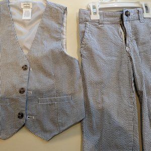 Dressed Up by Gymboree Blue/White Linen Suit (5-6)